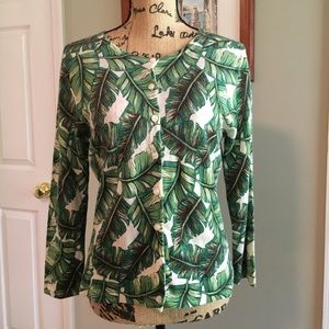 SOLD - Garnet Hill Merino Wool Palm Leaf Cardigan